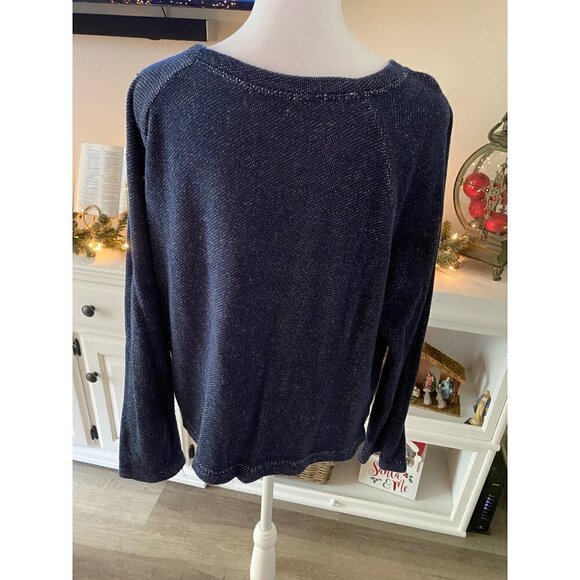 Aztec Print Denim Colored Cardigan Sweatshirt Size M - Picture 9 of 9